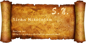 Sinka Nikoletta névjegykártya